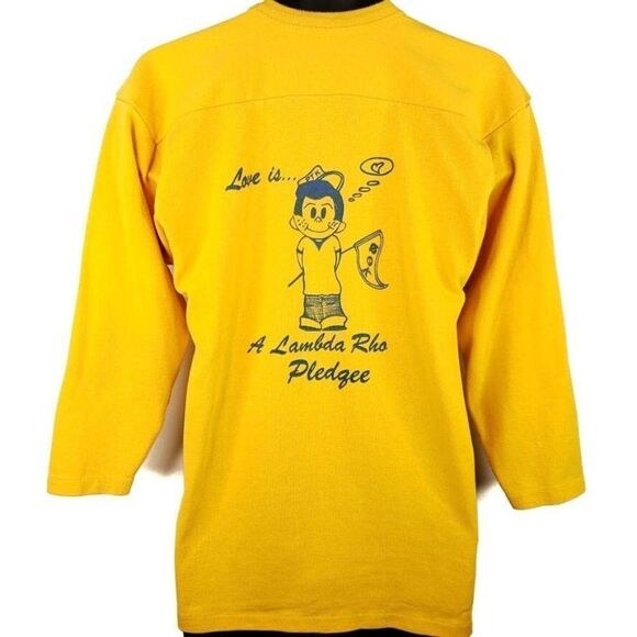 Lambda Rho Pledgee Sweatshirt Vintage 80s Fraternity Love Is Made In USA Mens - Picture 1 of 6